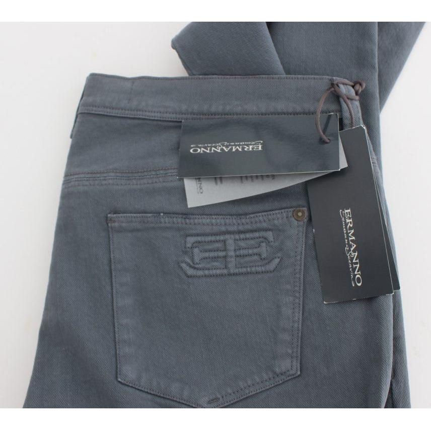 Ermanno Scervino Blue Cotton Blend Slim Fit Bootcut Jeans Ermanno Scervino