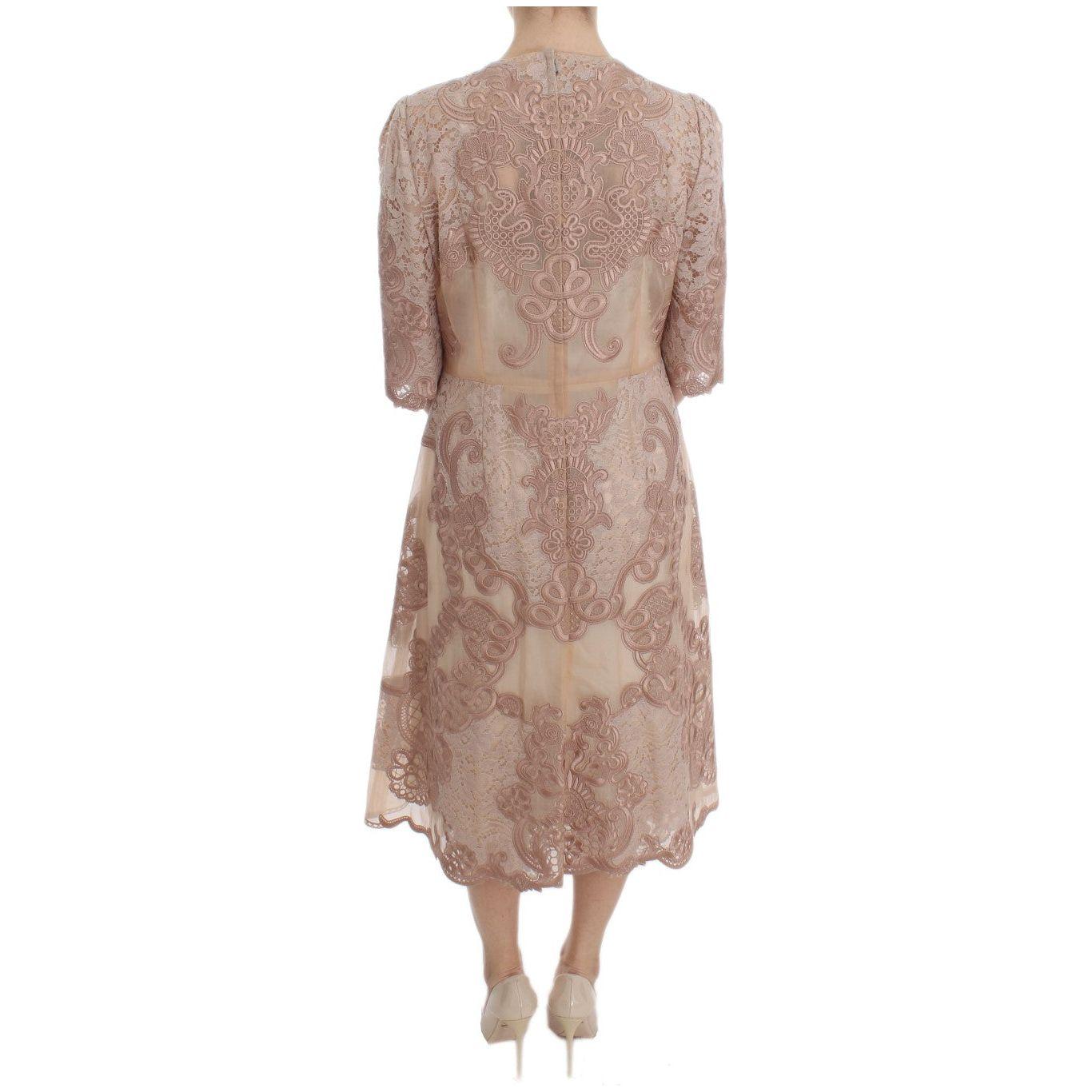 Dolce & Gabbana Elegant Pink Lace Embroidered Shift Dress Dolce & Gabbana