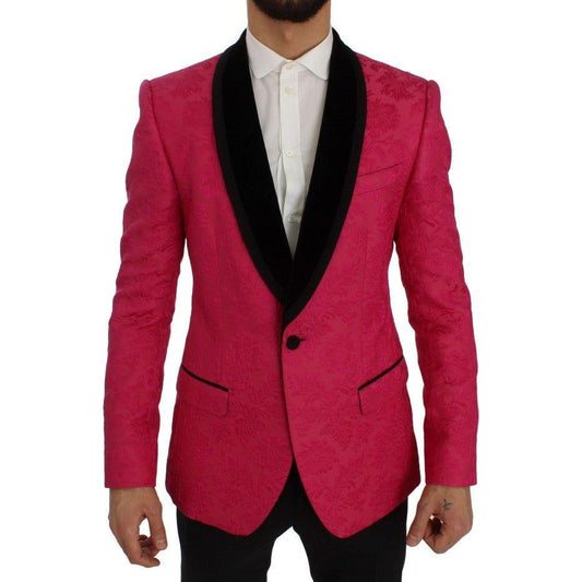 Dolce & Gabbana Pink Floral Brocade Slim Blazer Jacket 15% Polyester,16% Silk,1728,67345645728,Blazers - Men - Clothing,Blazers - Suits & Blazers - Clothing,Clothing,Dolce & Gabbana,IT44 | XS,Material: 69% Cotton,Men,Men - Clothing,New with tags,Pink,Suit