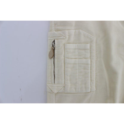 Ermanno Scervino Beige Cotton Capri Cropped Cargo Pants