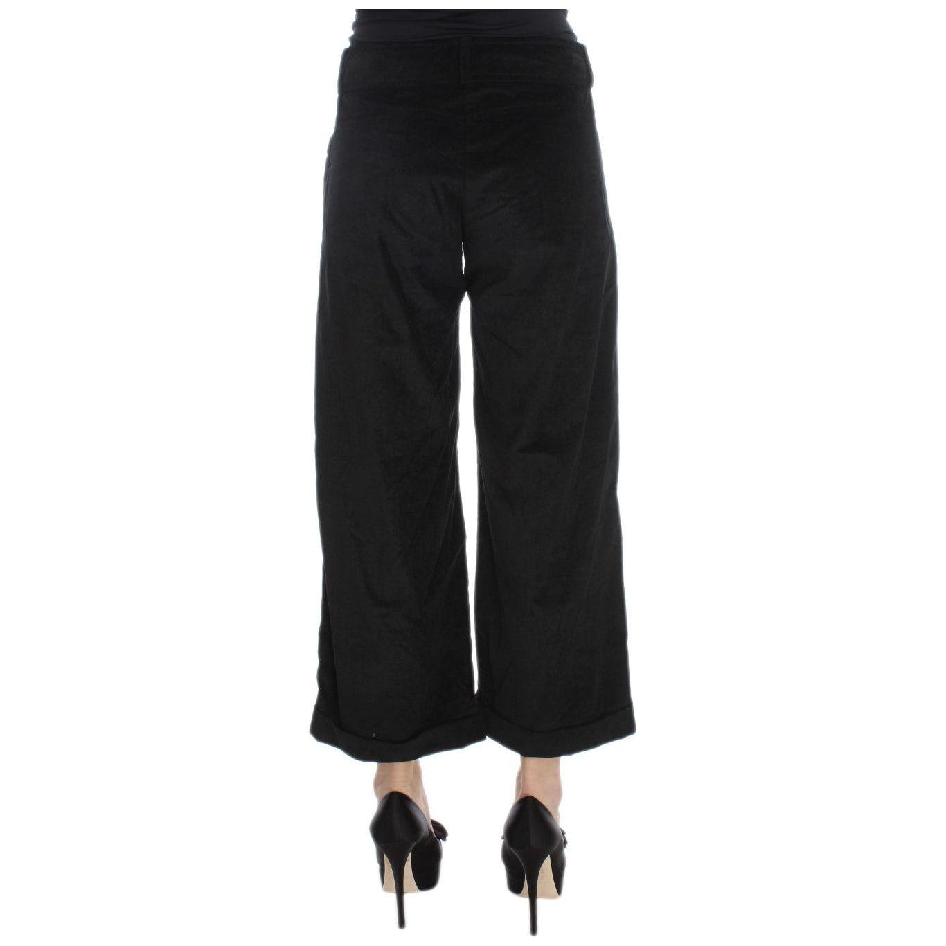 Ermanno Scervino Black Velvet Cotton Capri Bootcut Pants Ermanno Scervino