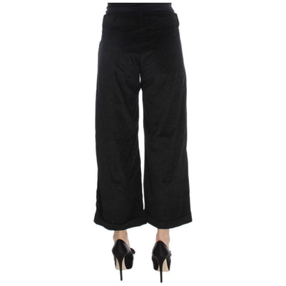 Ermanno Scervino Black Velvet Cotton Capri Bootcut Pants Ermanno Scervino