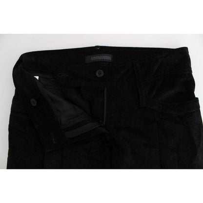 Ermanno Scervino Black Velvet Cotton Capri Bootcut Pants Ermanno Scervino