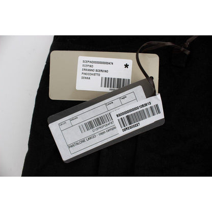 Ermanno Scervino Black Velvet Cotton Capri Bootcut Pants Ermanno Scervino