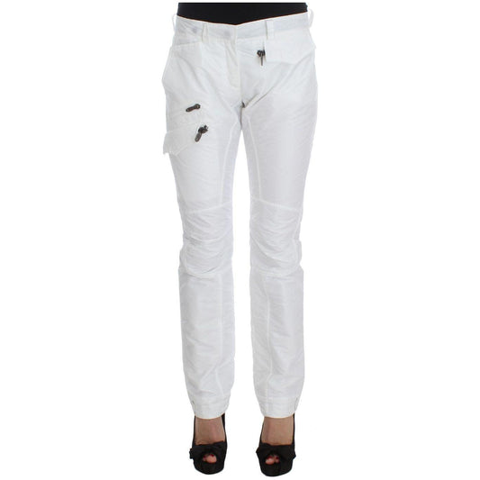 Ermanno Scervino White Nylon Padded Slim Fit Cargo Pants 1728,67345645728,Cargo Pants - Pants - Clothing,Clothing,Ermanno Scervino,IT42|M,Jeans & Pants - Women - Clothing,Material: Nylon,New with tags,Pants - Clothing,White,Women,Women - Clothing