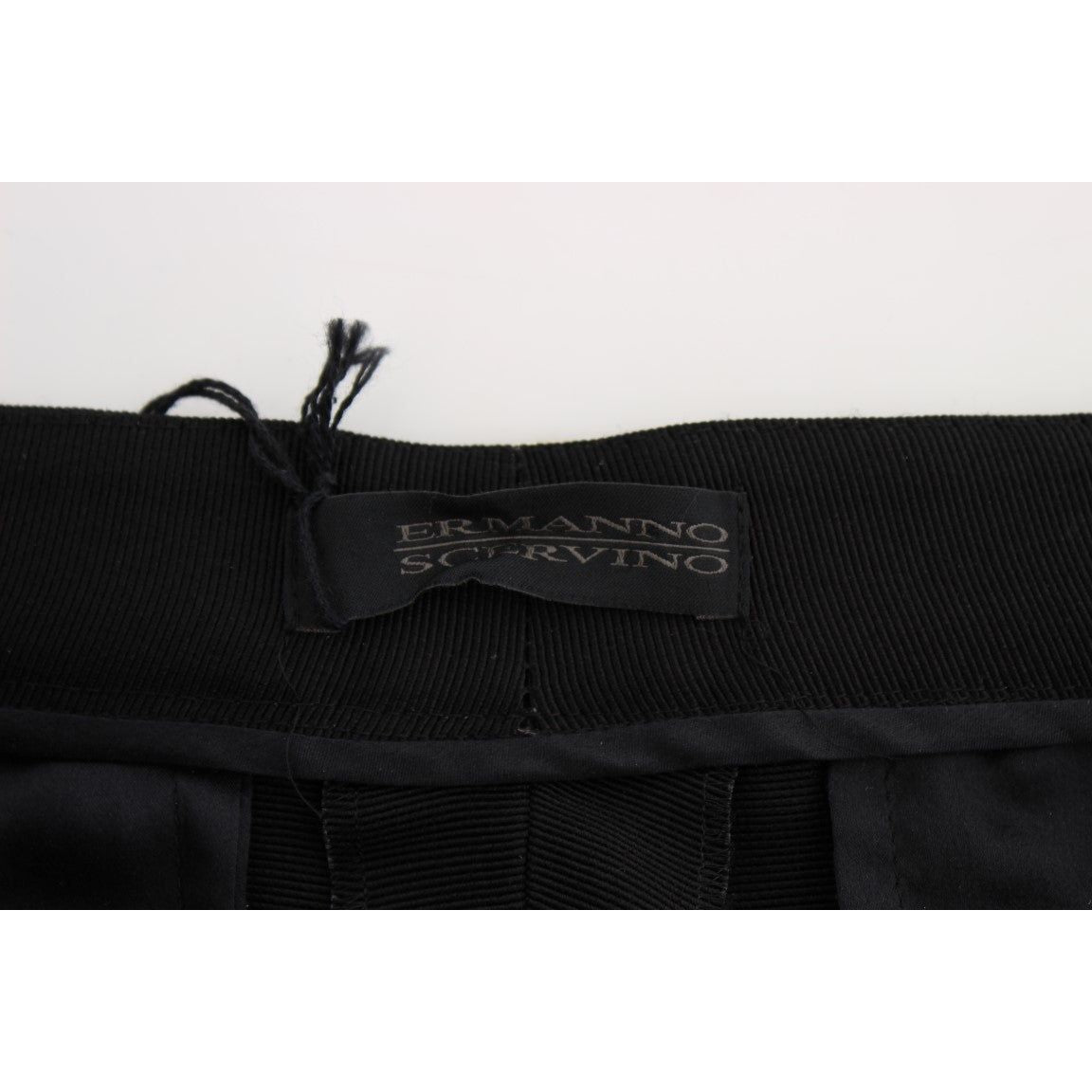 Ermanno Scervino Black Striped Cotton Blend Wide Legs Pants Ermanno Scervino