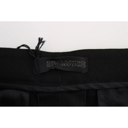 Ermanno Scervino Black Striped Cotton Blend Wide Legs Pants Ermanno Scervino