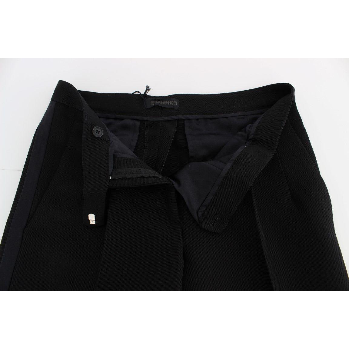 Ermanno Scervino Black Striped Cotton Blend Wide Legs Pants Ermanno Scervino