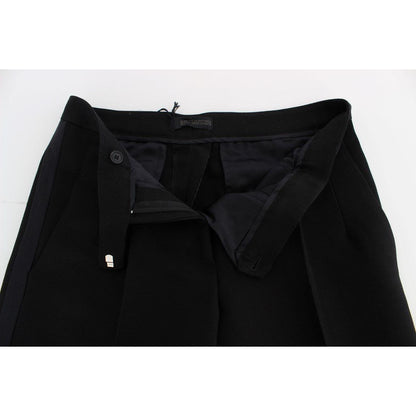 Ermanno Scervino Black Striped Cotton Blend Wide Legs Pants Ermanno Scervino