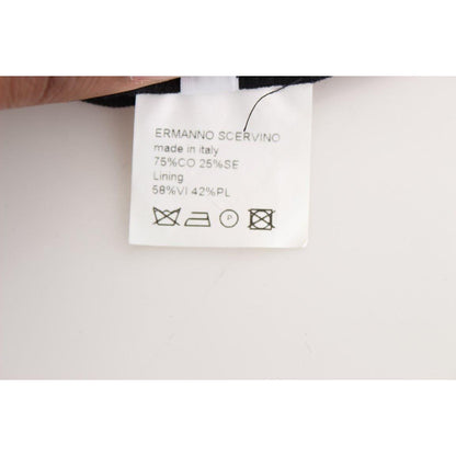 Ermanno Scervino Black Striped Cotton Blend Wide Legs Pants Ermanno Scervino