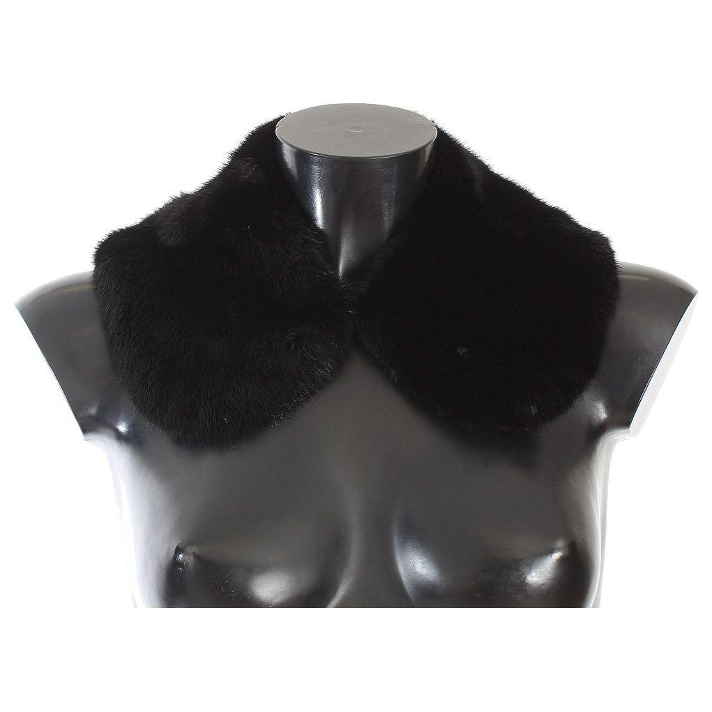 Dolce & Gabbana Elegant Black Mink Fur Shoulder Wrap Scarf Dolce & Gabbana