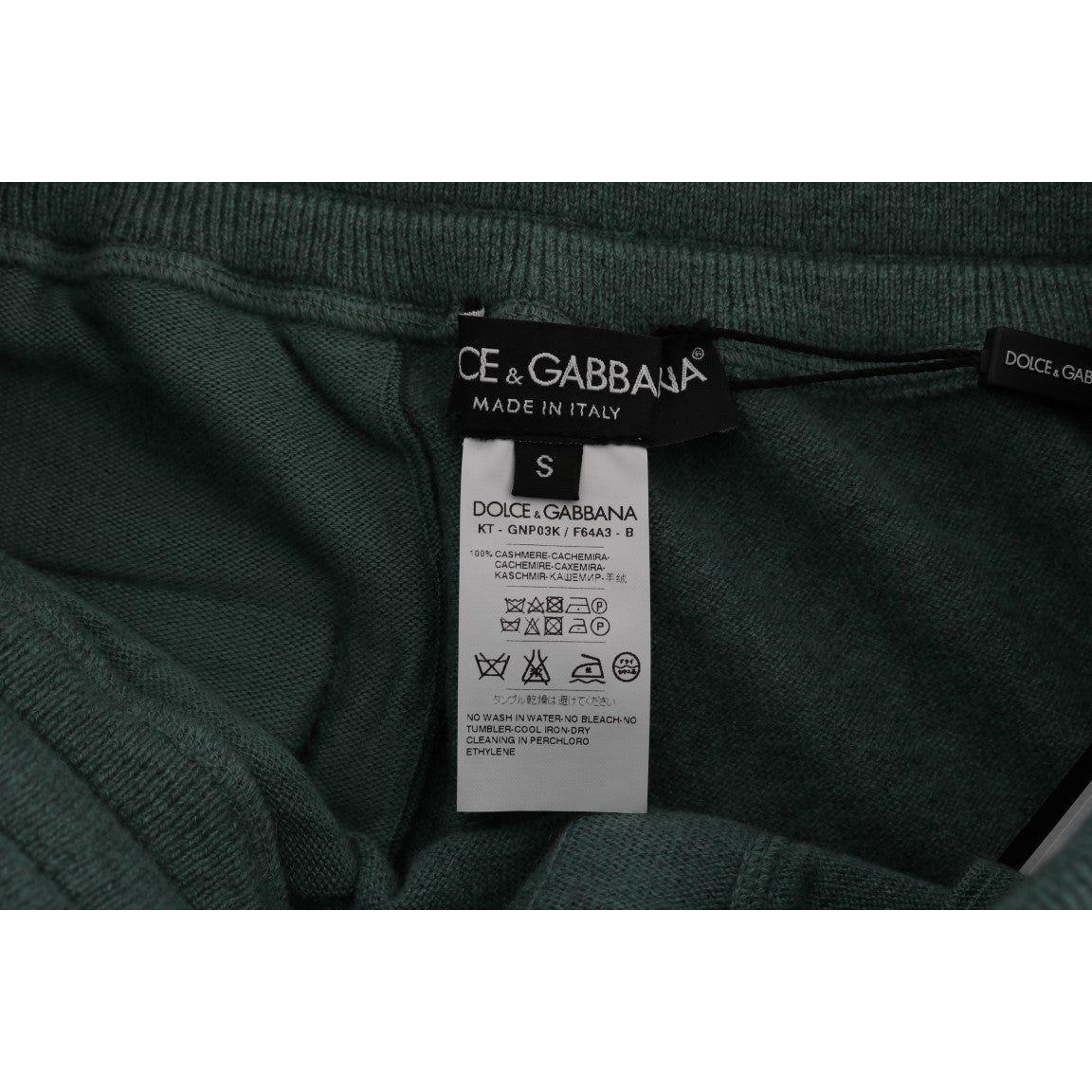 Dolce & Gabbana Elegant Green Cashmere Sport Pants Dolce & Gabbana