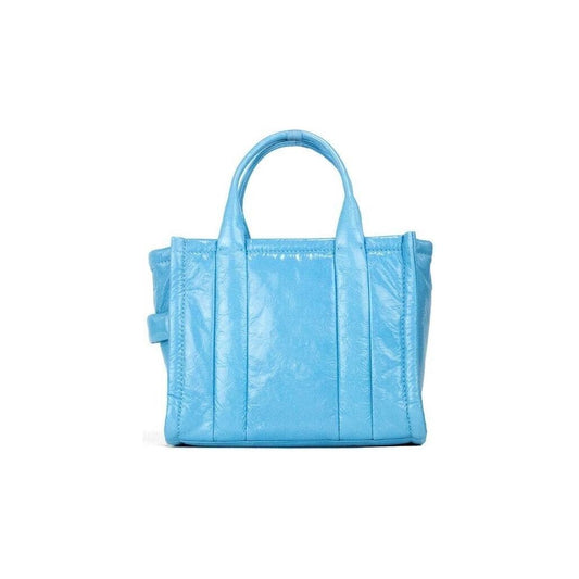 Marc Jacobs The Shiny Crinkle Mini Tote Air Blue Leather Crossbody Handbag Purse Marc Jacobs