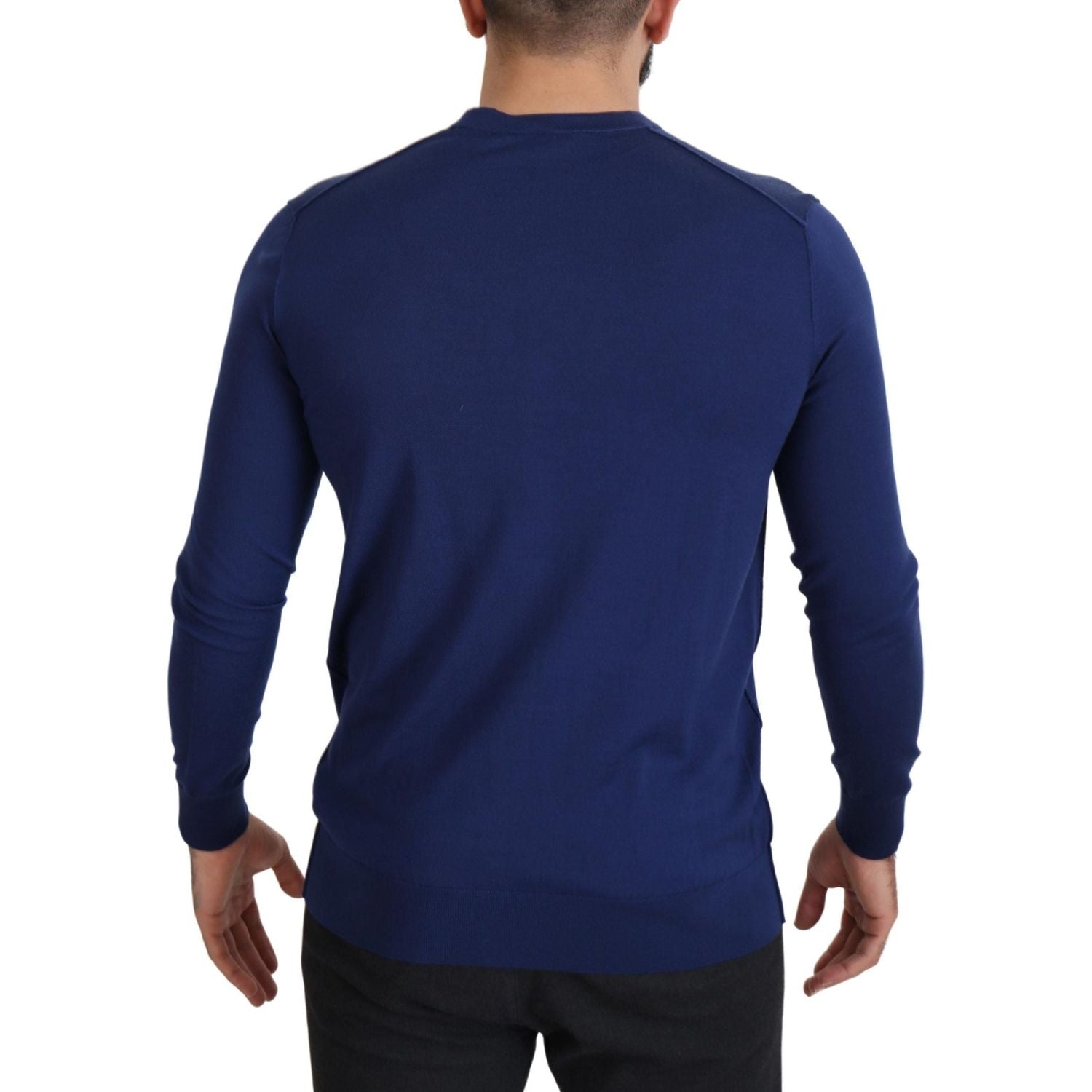 Dolce & Gabbana Blue Wool V-neck Button Down Cardigan Sweater