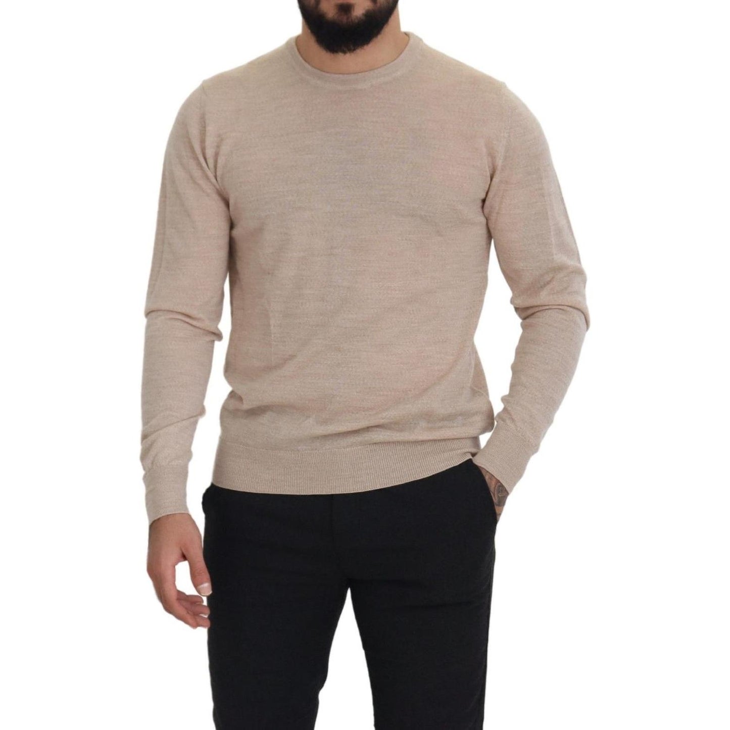 Dolce & Gabbana Elegant Beige Crewneck Wool Sweater Dolce & Gabbana