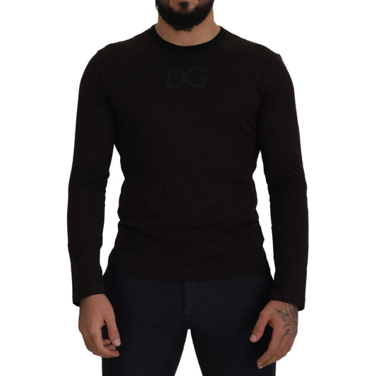 Dolce & Gabbana Elegant Brown Crewneck Cotton Sweater Dolce & Gabbana