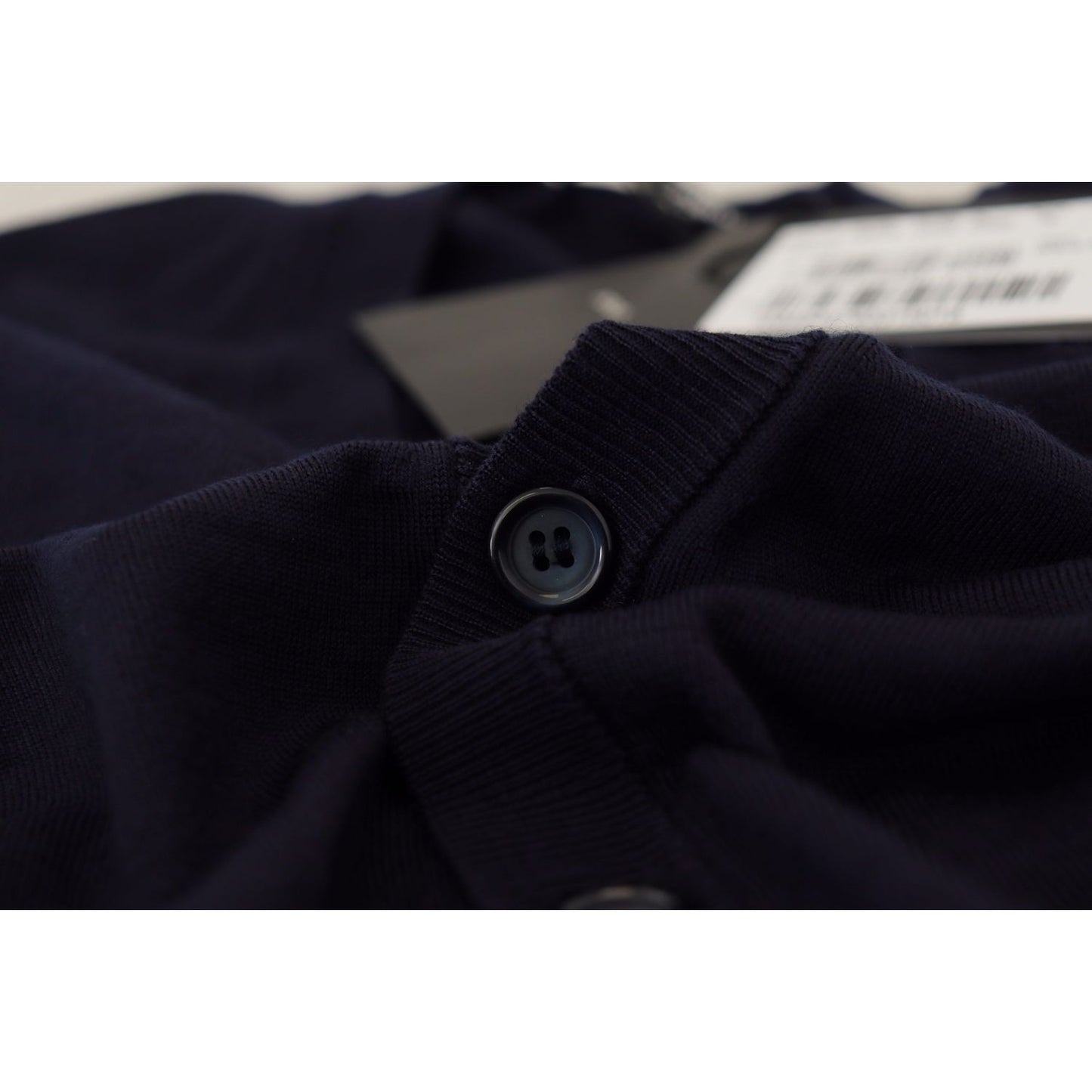 Dolce & Gabbana Blue Wool STAFF Down Cardigan Sweater