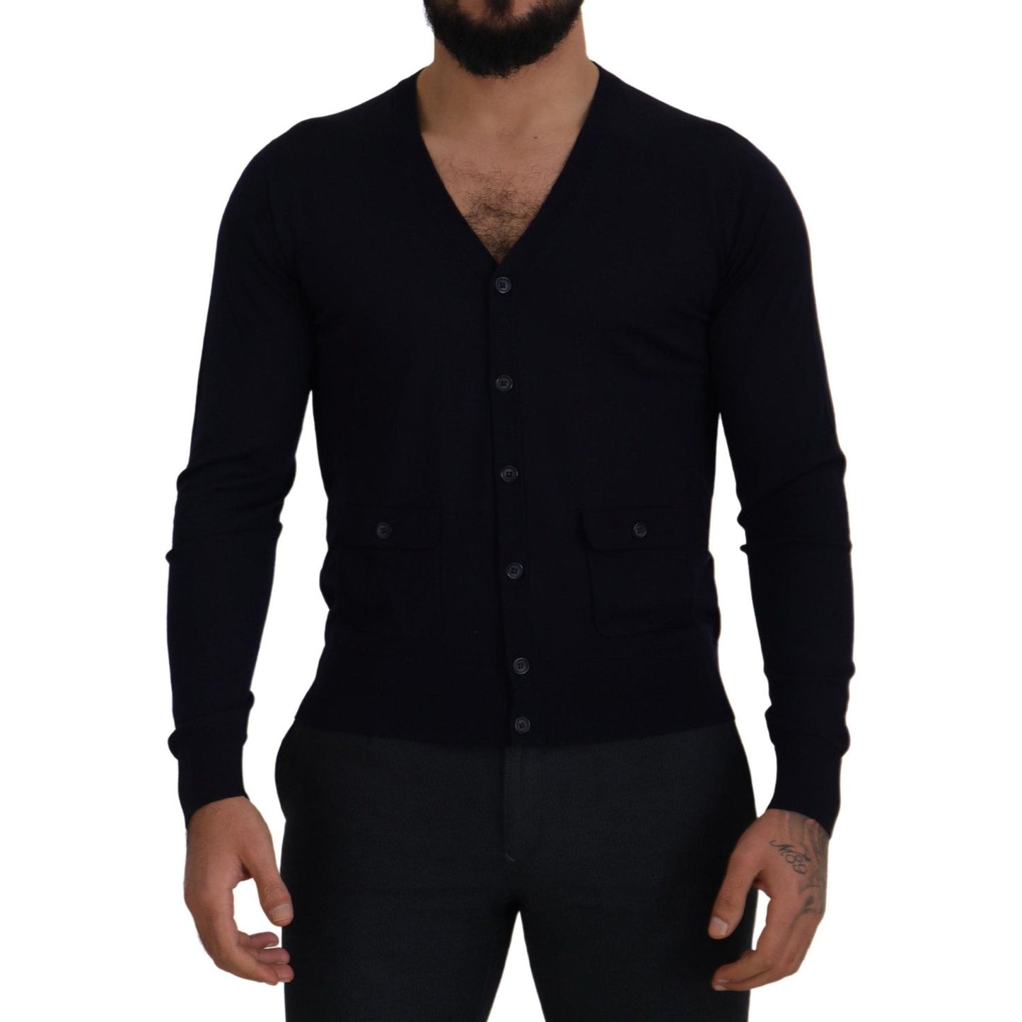 Dolce & Gabbana Elegant Virgin Wool Cardigan Sweater in Blue Dolce & Gabbana