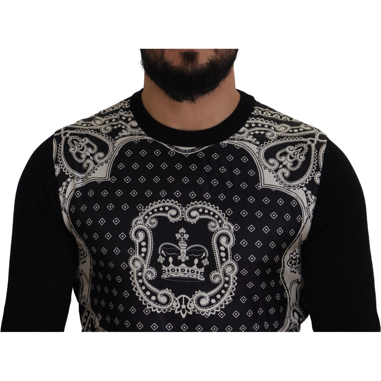 Dolce & Gabbana Elegant Wool Silk Blend Crewneck Sweater Dolce & Gabbana