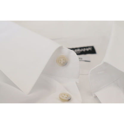 Dolce & Gabbana White Cotton Peacock Feather Formal GOLD Shirt