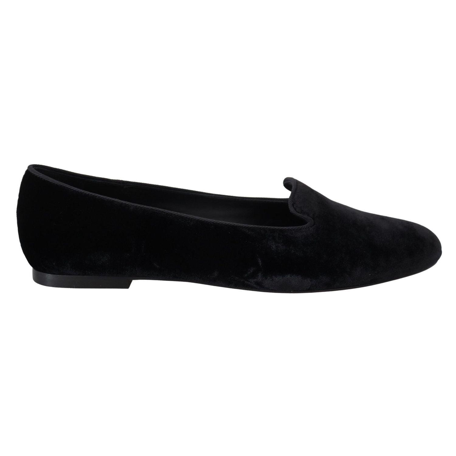 Dolce & Gabbana Black Velvet Slip Ons Loafers Flats Shoes