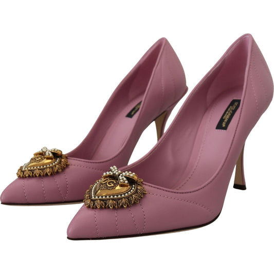 Dolce & Gabbana Devotion Leather Heels in Pink Dolce & Gabbana