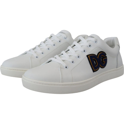 Dolce & Gabbana White Leather DG Logo Casual Sneakers Shoes