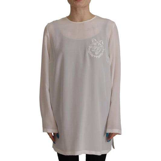 Dolce & Gabbana Elegant Silk Top with Logo Embroidery Dolce & Gabbana