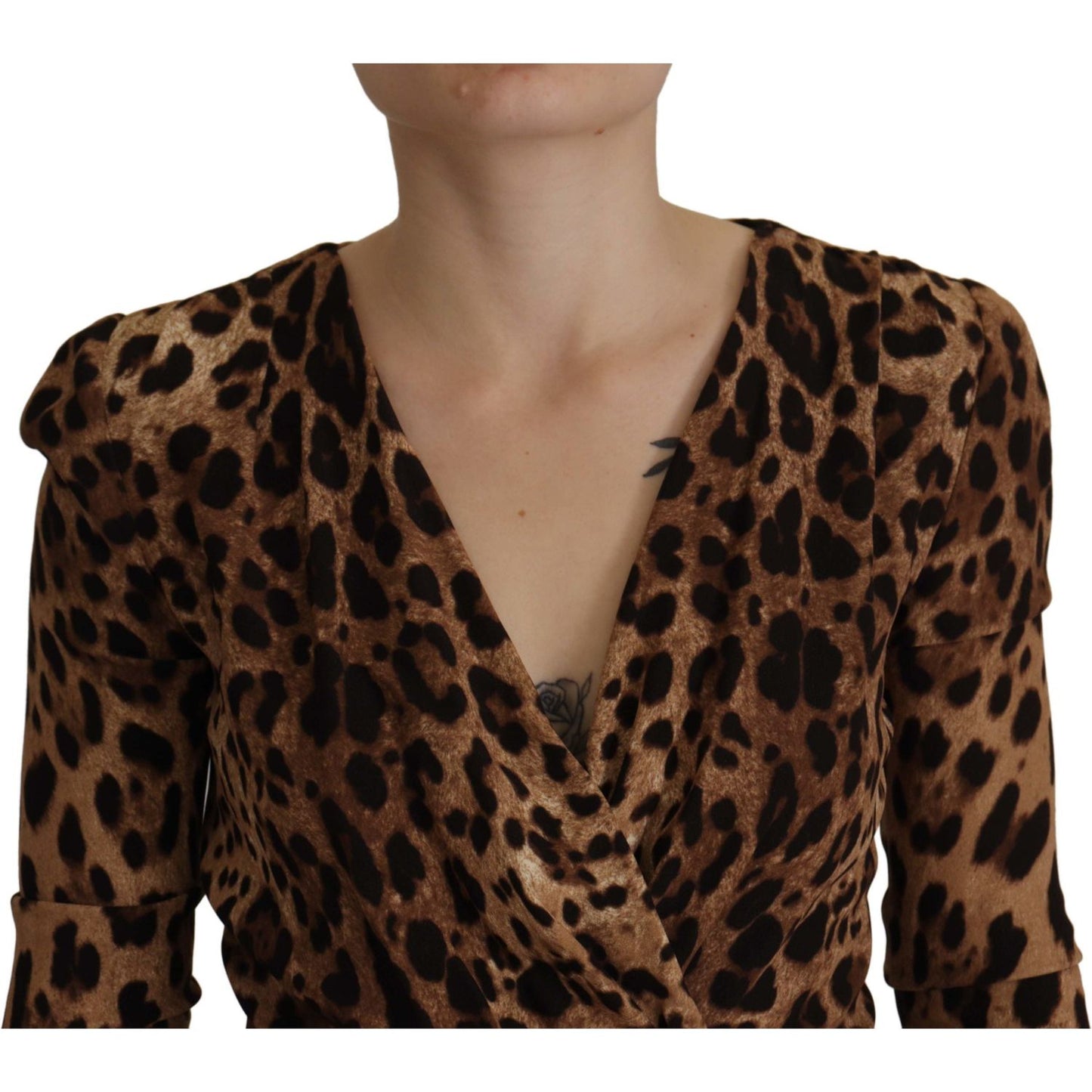 Dolce & Gabbana Brown Leopard Wrap A-line Maxi Viscose Dress