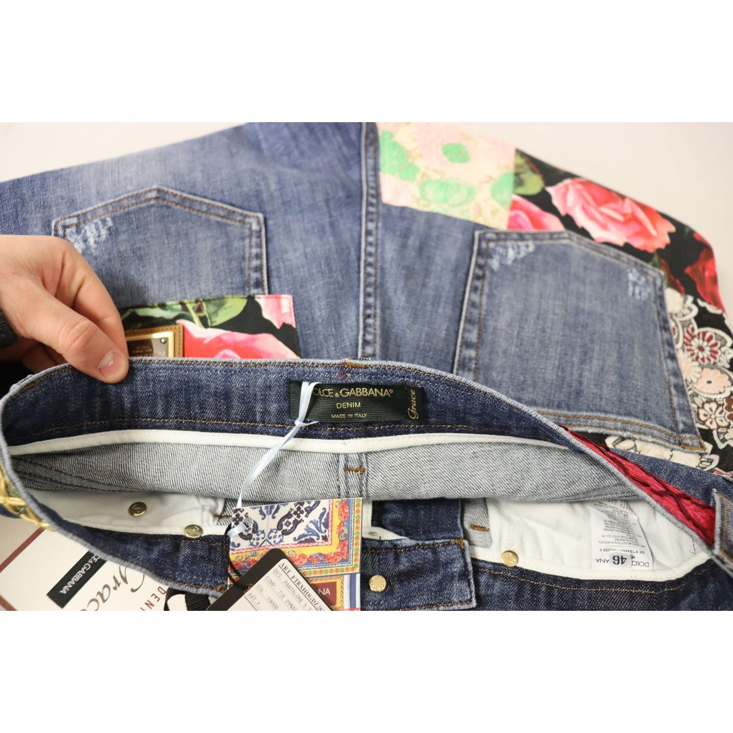 بنطلون جينز ضيق من دولتشي آند غابانا بخصر مرتفع ومطرز