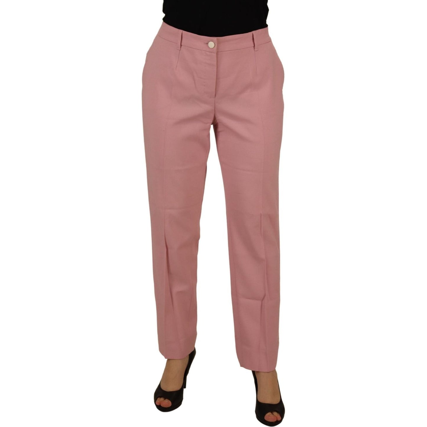 Dolce & Gabbana Chic MidWaist Virgin Wool Pink Pants Dolce & Gabbana