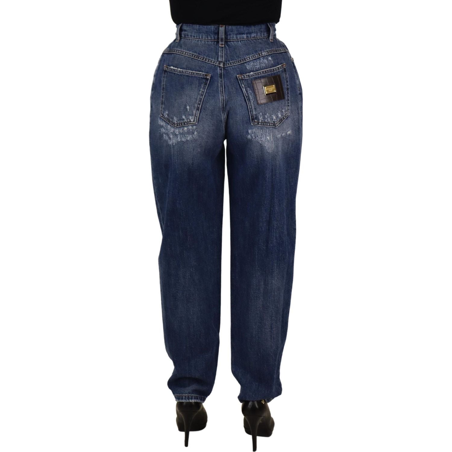 Dolce & Gabbana Blue Washed High Waist Loose Fit Pants