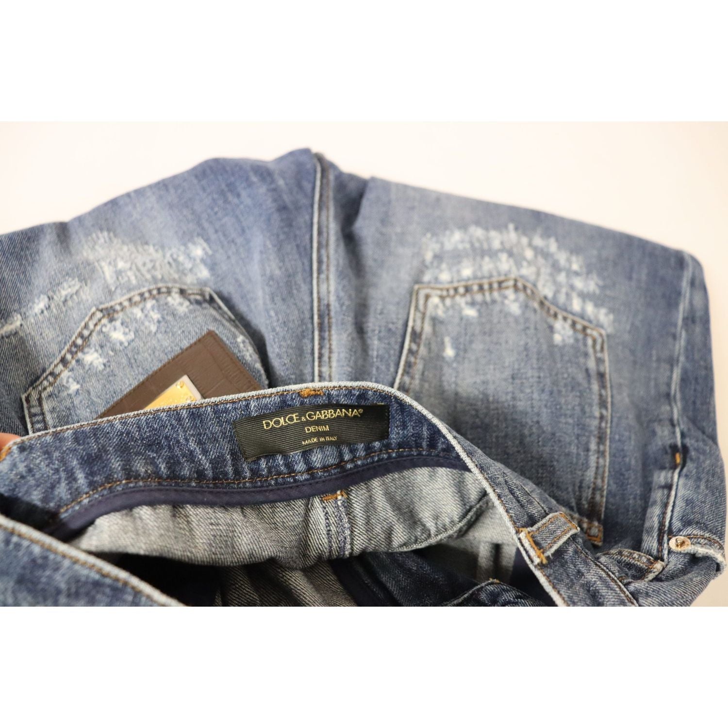 Dolce & Gabbana Blue Washed High Waist Loose Fit Pants