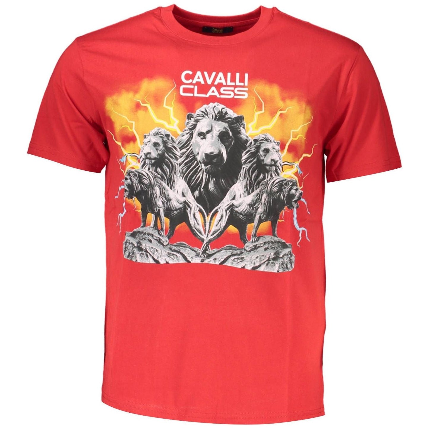 Cavalli Class Red Cotton Men T-Shirt Cavalli Class