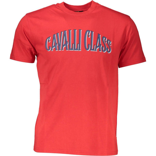 Cavalli Class Red Cotton Men T-Shirt Cavalli Class