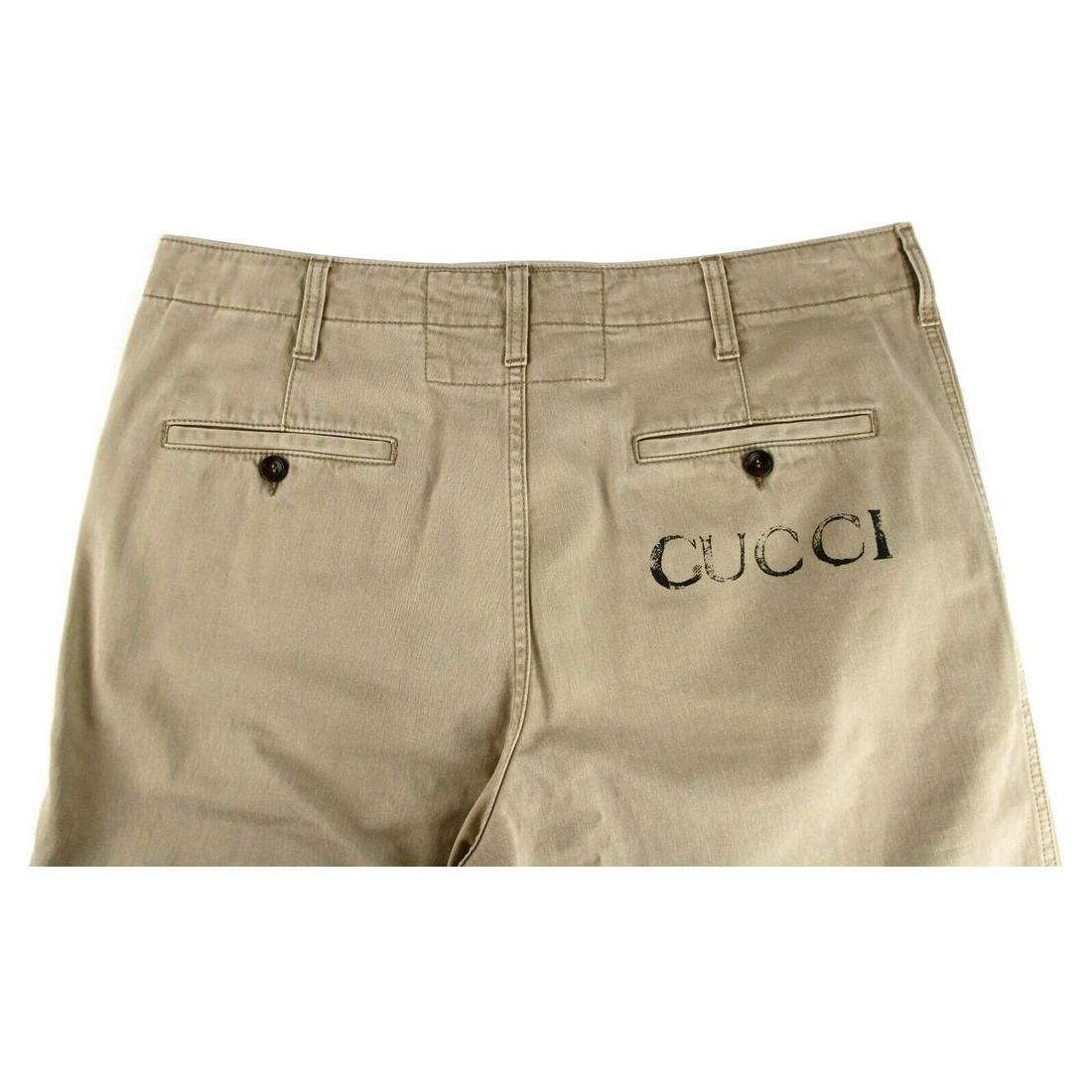 Light Brown Washed Cotton Pant Gucci Print Gucci