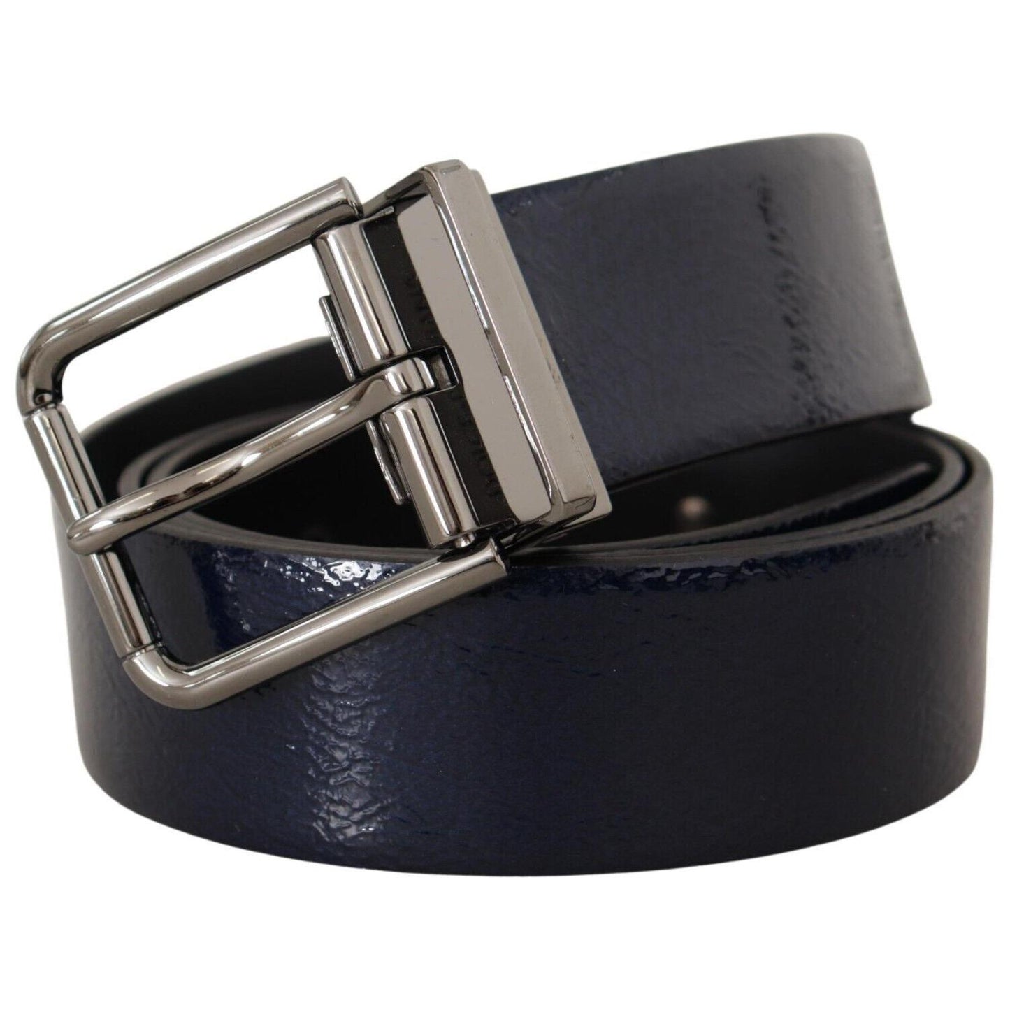 Dolce & Gabbana Elegant Blue Leather Belt with Silver Buckle Dolce & Gabbana