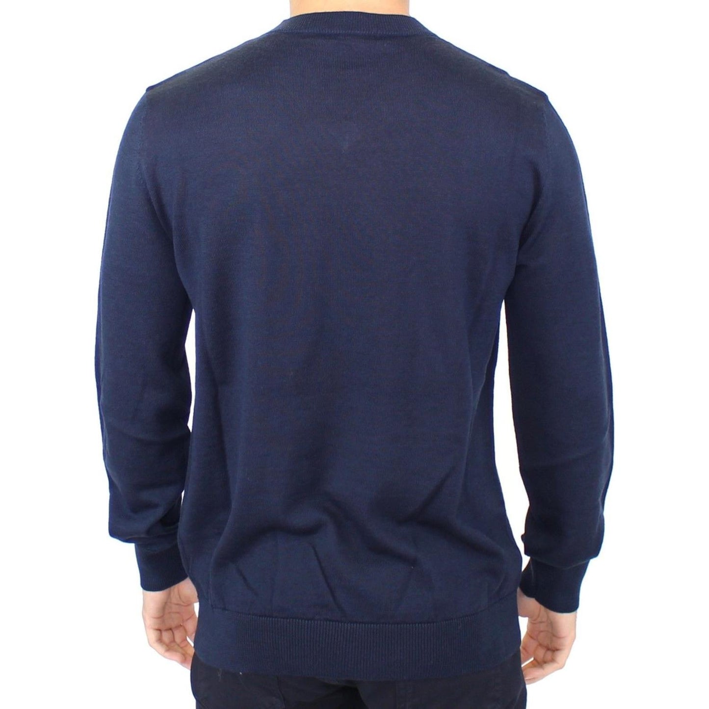 Ermanno Scervino Blue Wool Blend V-neck Pullover Sweater Ermanno Scervino
