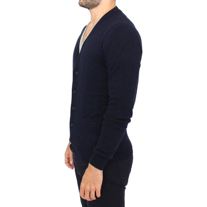 Ermanno Scervino Blue Wool Cashmere Cardigan Pullover Sweater Ermanno Scervino