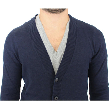 Ermanno Scervino Blue Wool Cashmere Cardigan Pullover Sweater Ermanno Scervino