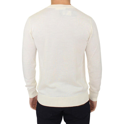Ermanno Scervino Off White Wool Blend V-neck Pullover Sweater 1728,50% Wool,67345645728,Clothing,Ermanno Scervino,IT46 | S,Material: 50% Acrylic,Men,Men - Clothing,New with tags,Sweaters - Clothing,Sweaters - Men - Clothing,Sweatshirts - Sweaters - Clothi