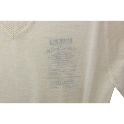 Ermanno Scervino Off White Wool Blend V-neck Pullover Sweater 1728,50% Wool,67345645728,Clothing,Ermanno Scervino,IT46 | S,Material: 50% Acrylic,Men,Men - Clothing,New with tags,Sweaters - Clothing,Sweaters - Men - Clothing,Sweatshirts - Sweaters - Clothi