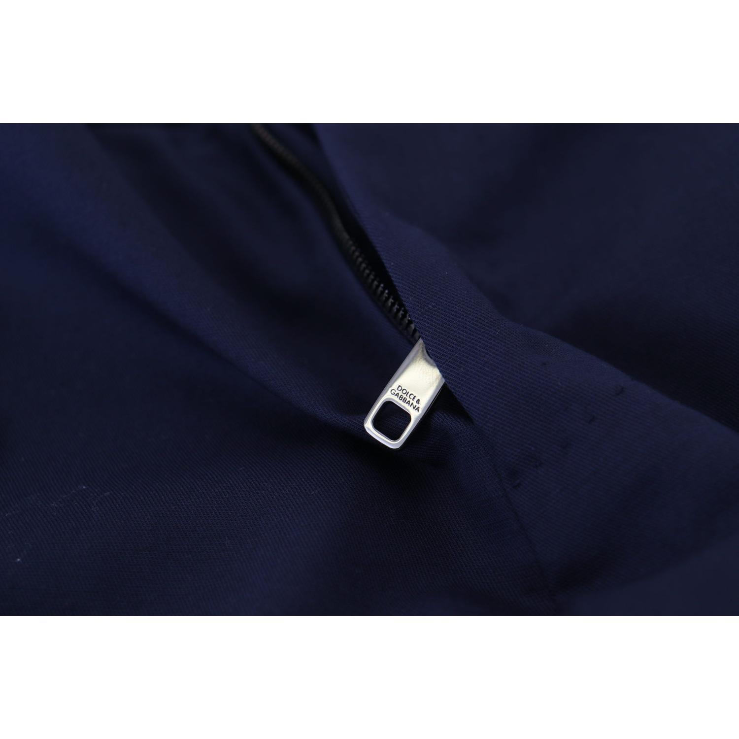 Dolce & Gabbana Blue Linen Cotton Slim Trousers Chinos Pants