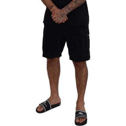 Dolce & Gabbana Black Cotton Bermuda Cargo Shorts 10% Nylon,1728,67345645728,Bermuda - Shorts - Clothing,Black,Cargo - Shorts - Clothing,Clothing,Dolce & Gabbana,IT44 | S,Material: 90% Cotton,Men,Men - Clothing,New with tags,Shorts - Clothing,Shorts - Men