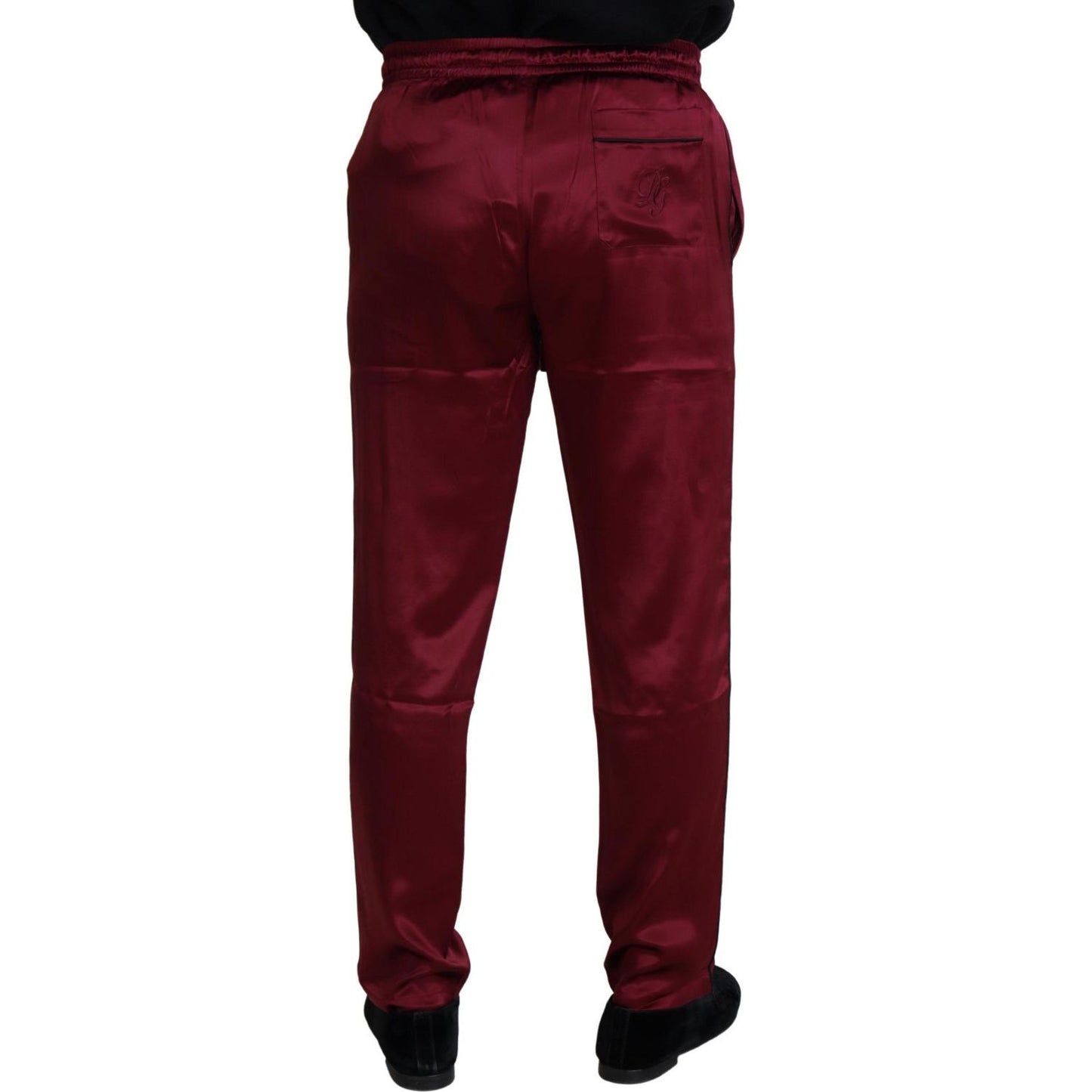 Dolce & Gabbana Bordeaux Silk DG Sleep Lounge Pants 1728,67345645728,Bordeaux,Bottoms - Sleepwear - Clothing,Clothing,Dolce & Gabbana,IT48 | M,Jeans & Pants - Men - Clothing,Material: 100% Silk,Men,Men - Clothing,New with tags,Sleepwear - Clothing