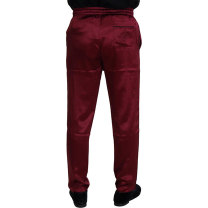 Dolce & Gabbana Bordeaux Silk DG Sleep Lounge Pants 1728,67345645728,Bordeaux,Bottoms - Sleepwear - Clothing,Clothing,Dolce & Gabbana,IT48 | M,Jeans & Pants - Men - Clothing,Material: 100% Silk,Men,Men - Clothing,New with tags,Sleepwear - Clothing
