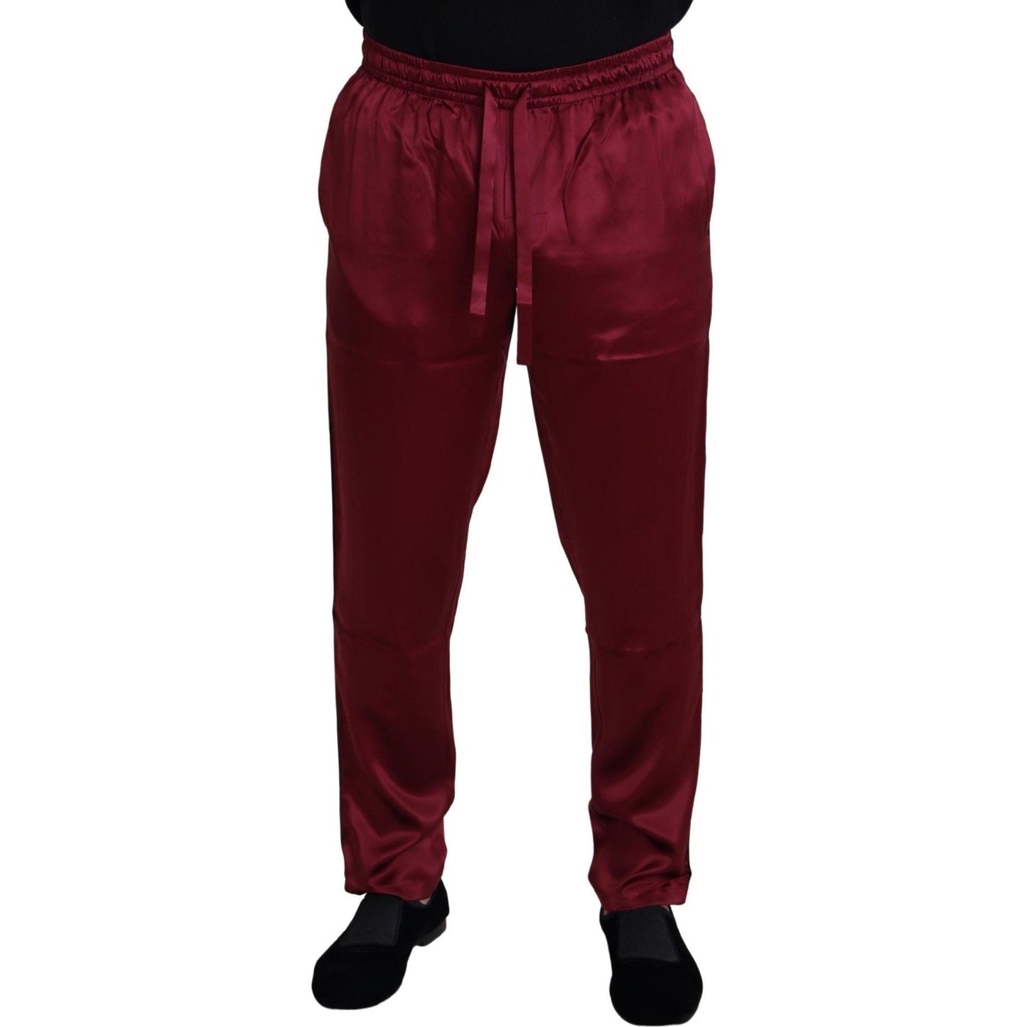 Dolce & Gabbana Bordeaux Silk DG Sleep Lounge Pants 1728,67345645728,Bordeaux,Bottoms - Sleepwear - Clothing,Clothing,Dolce & Gabbana,IT48 | M,Jeans & Pants - Men - Clothing,Material: 100% Silk,Men,Men - Clothing,New with tags,Sleepwear - Clothing