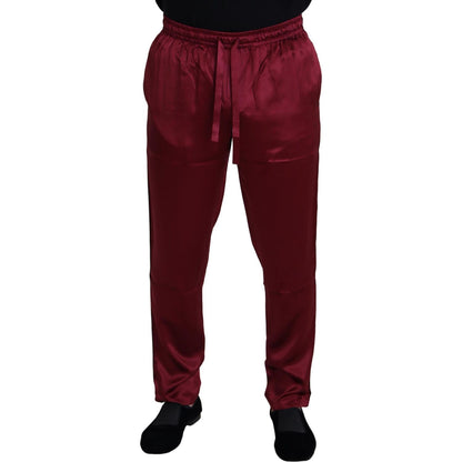 Dolce & Gabbana Bordeaux Silk DG Sleep Lounge Pants 1728,67345645728,Bordeaux,Bottoms - Sleepwear - Clothing,Clothing,Dolce & Gabbana,IT48 | M,Jeans & Pants - Men - Clothing,Material: 100% Silk,Men,Men - Clothing,New with tags,Sleepwear - Clothing