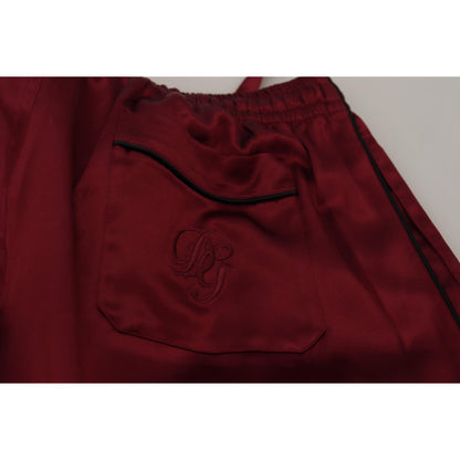 Dolce & Gabbana Bordeaux Silk DG Sleep Lounge Pants 1728,67345645728,Bordeaux,Bottoms - Sleepwear - Clothing,Clothing,Dolce & Gabbana,IT48 | M,Jeans & Pants - Men - Clothing,Material: 100% Silk,Men,Men - Clothing,New with tags,Sleepwear - Clothing