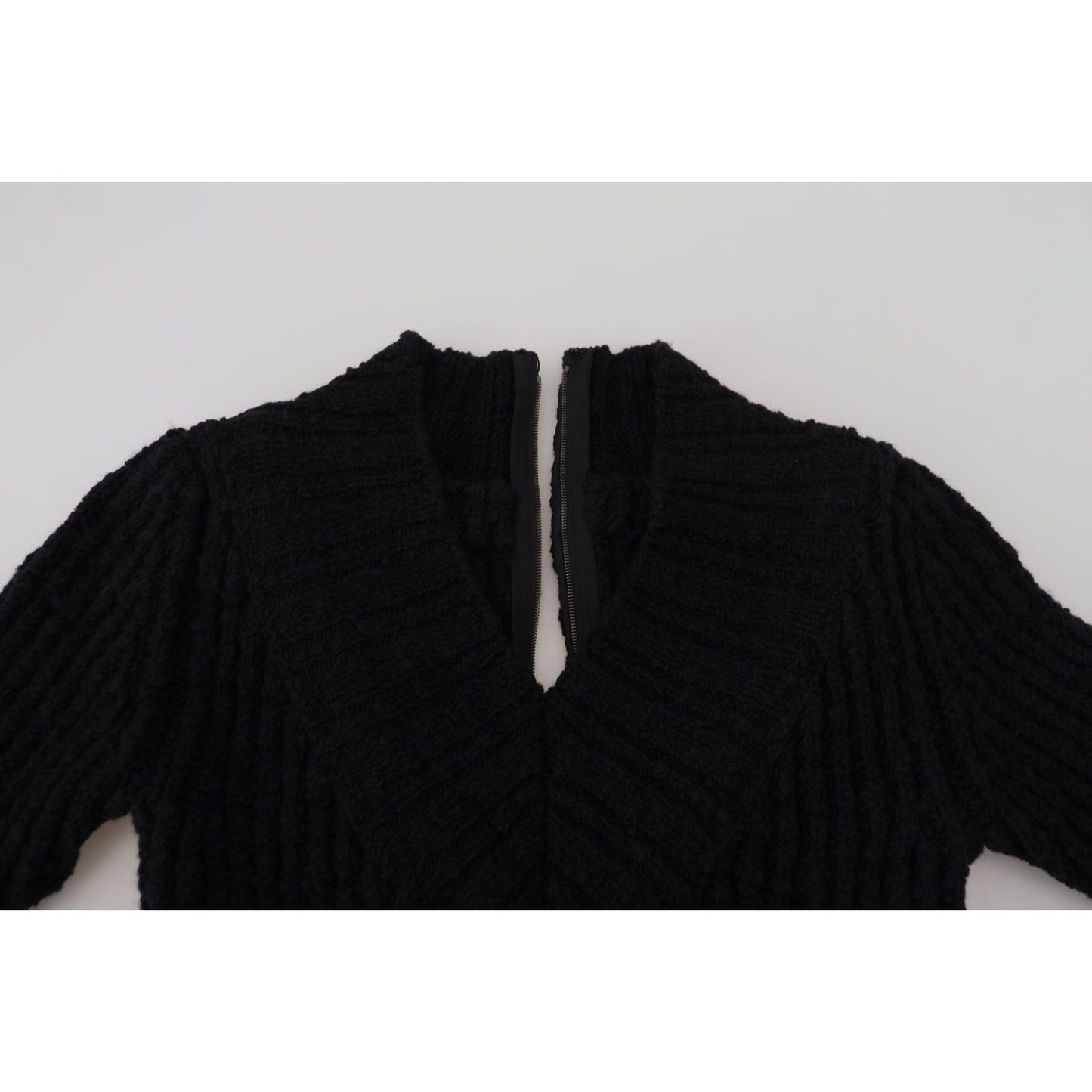Dolce & Gabbana Black Wool Knitted Sheath Sweater Dress